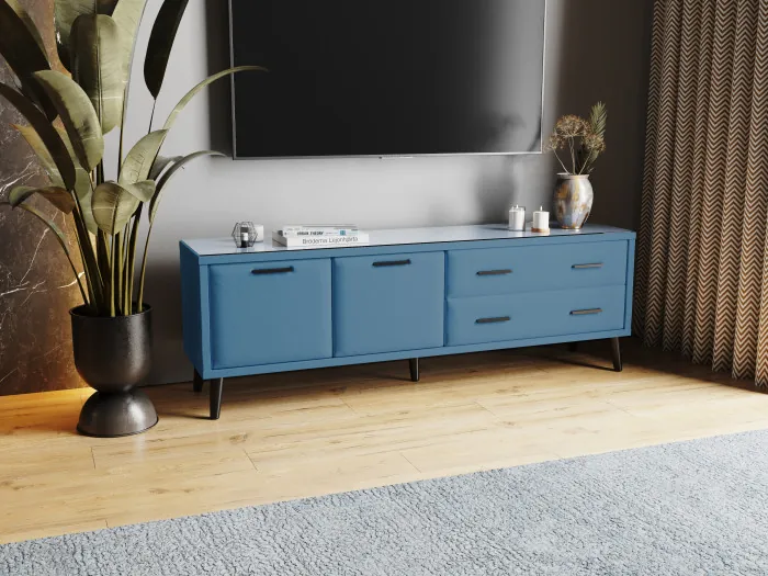 Тумба ТВ интерьерная Виго 1,6 светло-голубой