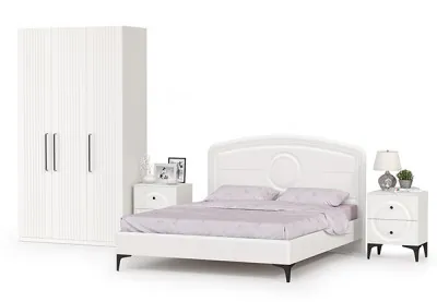 Валенсия Спальня № 33, цвет ЛДСП белый шагрень/МДФ белый шагрень, ортопед есть, сп. м. 1600х2000 мм., б/м