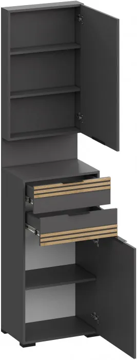 Нао Многофункциональная тумба с зеркалом ШК-4042, Графит/Графит, Дуб Вотан