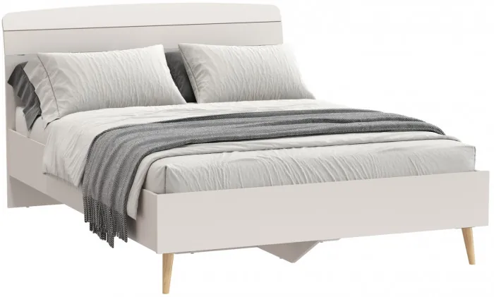 Афина Спальня 4-22911к.с. Кровать 1400, цвет кашемир серый, ШхГхВ 144,6х210,2х95,7 см., сп.м. 1400х2000 мм., б/м, основание есть - фанера, ножки: тик