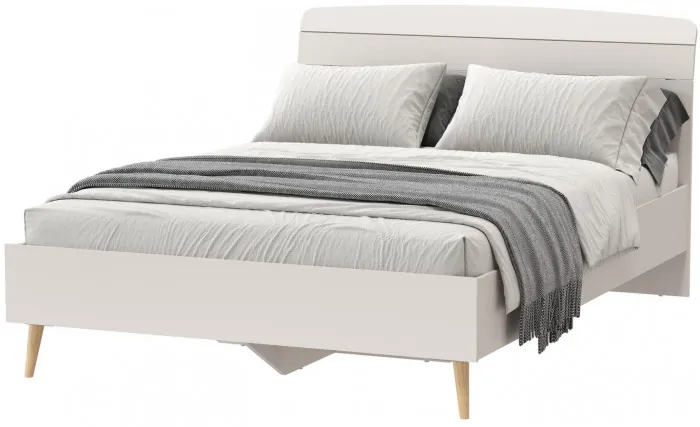 Афина Спальня 4-22911к.с. Кровать 1400, цвет кашемир серый, ШхГхВ 144,6х210,2х95,7 см., сп.м. 1400х2000 мм., б/м, основание есть - фанера, ножки: тик