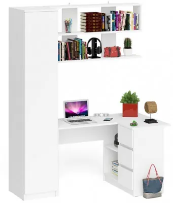 Мори компьютерный стол МС-16 правый + Пенал МШ400.1 + Полка 1200, белый