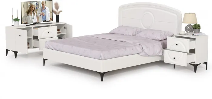 Валенсия Спальня № 39, цвет ЛДСП белый шагрень/МДФ белый шагрень, ортопед есть, сп. м. 1600х2000 мм., б/м