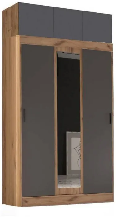 Басямиф Шкаф-купе с антресолью (Дуб крафт белый/Графит)