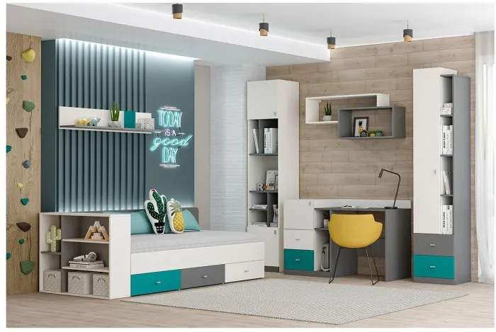 Модульная детская Клео набор 2 (Графит/Миндаль/Солнечный)