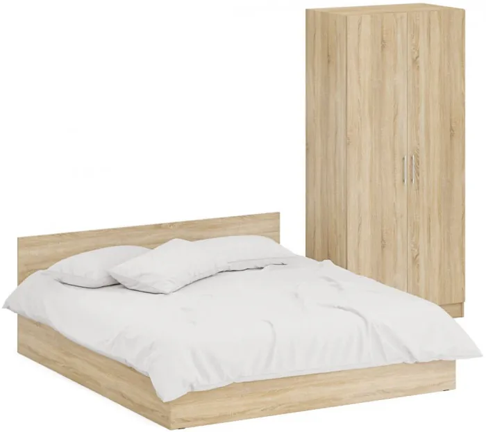Кровать 1800 + Шкаф 2-х створчатый Стандарт, дуб сонома