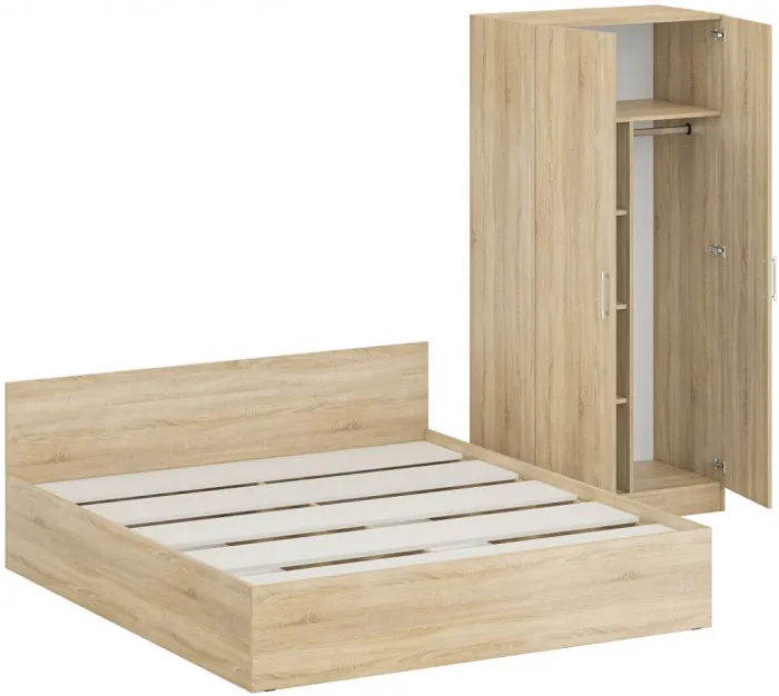Кровать 1800 + Шкаф 2-х створчатый Стандарт, дуб сонома