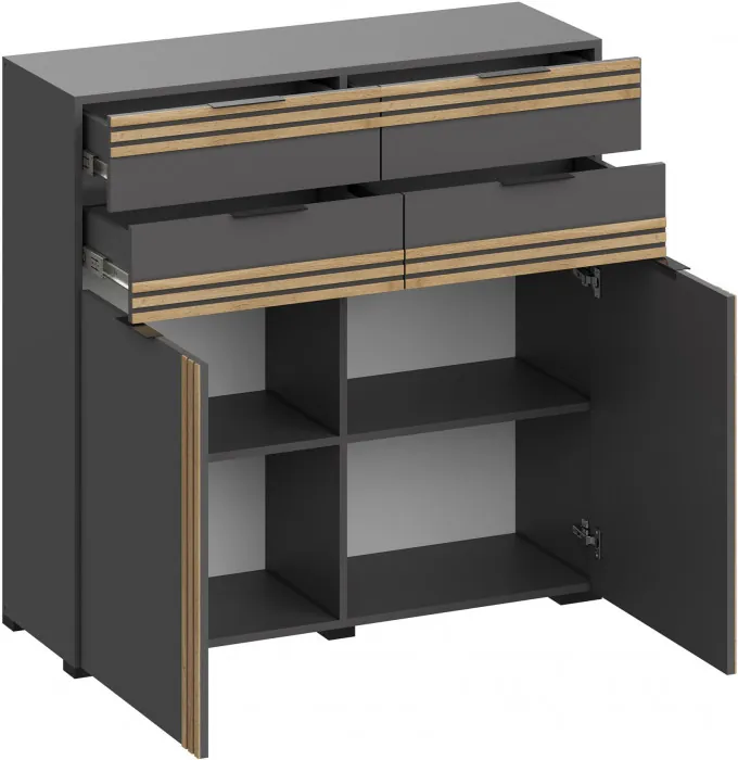 Многофункциональная тумба Нао ТБ-4013, Графит/Графит, Дуб Вотан