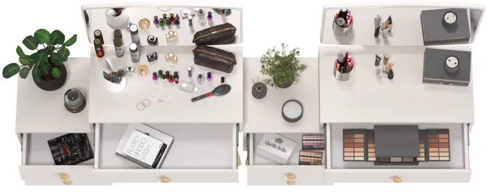 Афина Спальня Трюмо х 2, цвет кашемир серый, ШхГхВ 2х105х38,6х129 см., универсальная сборка