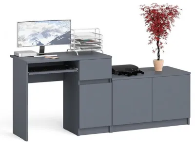 Мори компьютерный стол МС-1 правый + Тумба МА900.1, графит