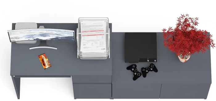 Мори компьютерный стол МС-1 правый + Тумба МА900.1, графит