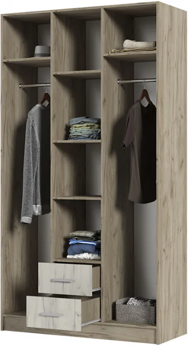 ГАРМОНИЯ ШК 601 М шкаф 3х створчатый  (1,2х2,2х0,5) дуб крафт белый/дуб крафт серый