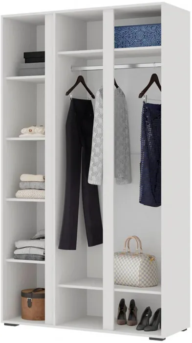 Хелен ШК 02 Шкаф 3х створчатый с зеркалом (1,200х2,100х0,460) белый/белый