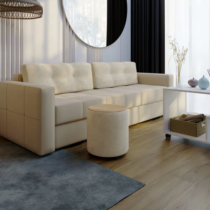 Пуф Пай, бежевый/мдф дуб канадский