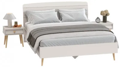 Афина Спальня Кровать 1600 + Две тумбы, цвет кашемир серый, ШхГхВ 164,6х210,2х95,6 + 2х45х37х45 см., сп.м. 1600х2000 мм., б/м, основание есть