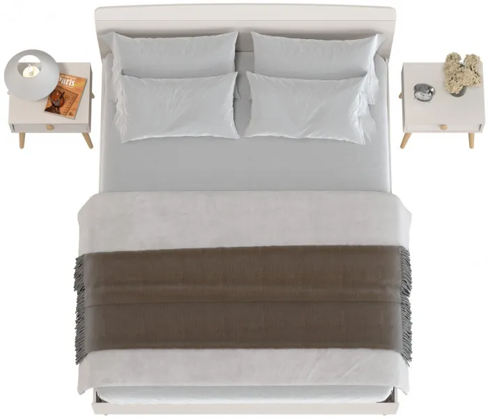 Афина Спальня Кровать 1600 + Две тумбы, цвет кашемир серый, ШхГхВ 164,6х210,2х95,6 + 2х45х37х45 см., сп.м. 1600х2000 мм., б/м, основание есть