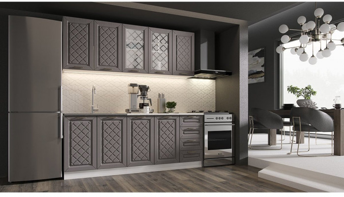 Кухня МДФ Агава 2000, Акация белая/Трюфель