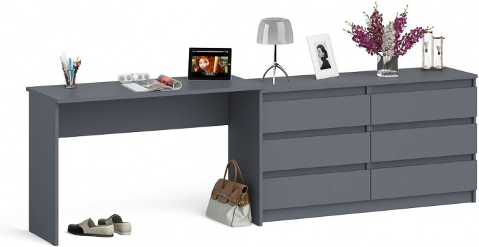 Мори письменный стол МСП1200.1 + Комод МК1380.6, графит