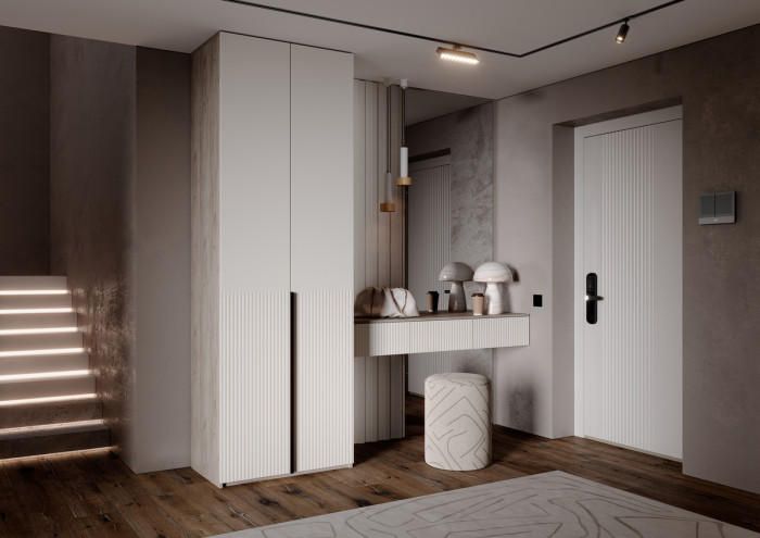 Полка косметическая со шкафом 2х-ств Марвэл, Крафт серый/Кашемир