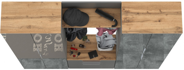 Октава Прихожая 25, серый графит/дуб крафт золотой/фасады МДФ серый графит