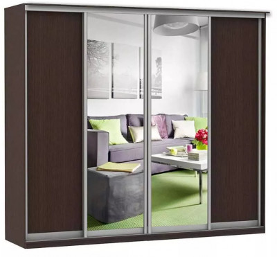 Шкаф купе Модерн 2362х600 4-х дверный 4-х секционный зеркало венге