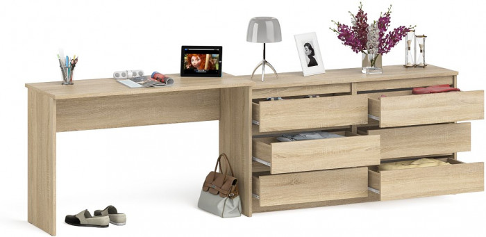 Мори письменный стол МСП1200.1 + Комод МК1380.6, дуб сонома