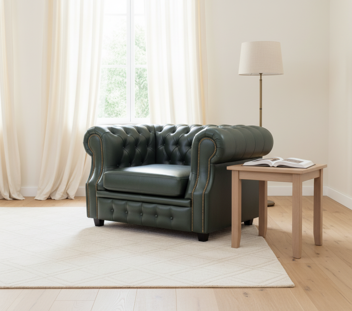 Кресло Честер ЛОФТ, экокожа, зеленый