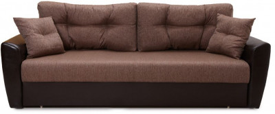 Диван-кровать Амстердам, 150х195, раскладной, еврокнижка, независимый пружинный блок, рогожка/экокожа, коричневый