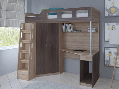 Кровать чердак Астра 7 Сонома/Дуб Шамони