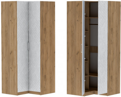 Шкаф угловой "Иннэс-7" - Крафт золотой/Бетон снежный