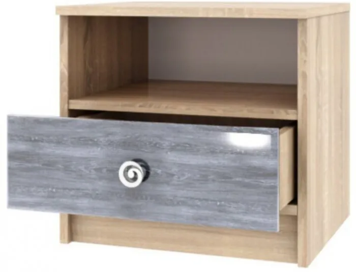 Мадлен тумба прикроватная дуб сонома/МДФ дуб шале серебро