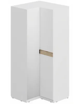 Шкаф угловой 2-х дверный с зеркалом ШК-4128, Белый/Профиль МДФ Дуб вотан