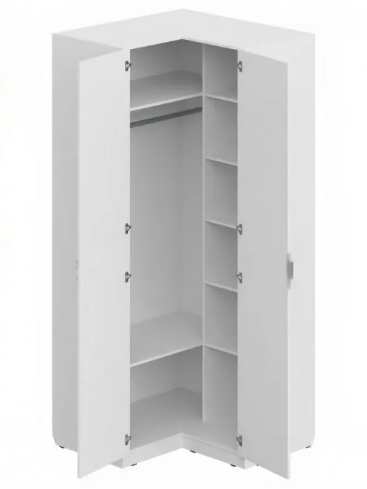 Шкаф угловой 2-х дверный с зеркалом ШК-4128, Белый/Профиль МДФ Дуб вотан