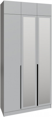 Шкаф 1,2 с антресолью и зеркалом Мадрид, Камень серый