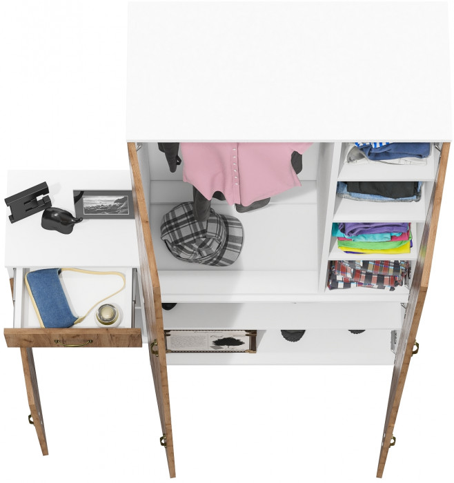 Лидер-8 Шкаф МД 20Б + Тумба МД 3.15, цвет белый шагрень/крафт золото, ШхГхВ 120х37,5х190 см., НЕ универсальная сборка