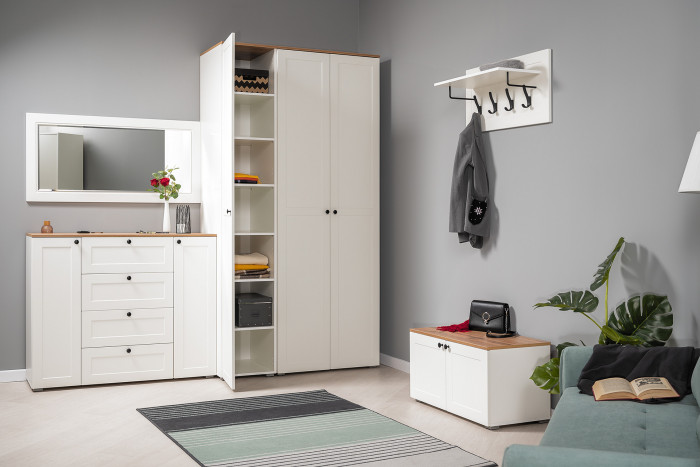 Остин Набор шкафов 01, цвет белый шагрень/дуб крафт золотой, ШхГхВ 120х54,3х229,6 см., универсальная сборка