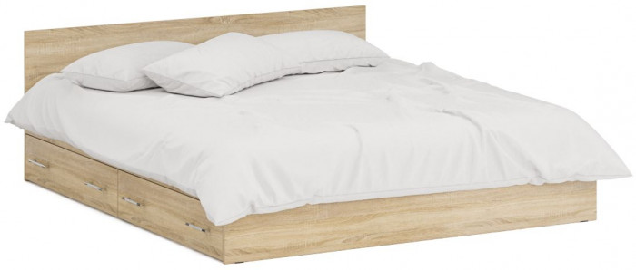 Кровать с ящиками 1800 + Шкаф угловой Стандарт, цвет дуб сонома, ШхГхВ 183,5х203,5х70 + 81,2х81,2х200 см., сп.м. 1800х2000 мм., б/м, основание есть