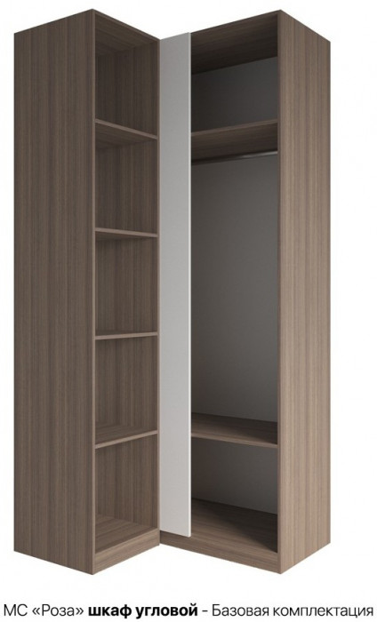 МС Роза Шкаф угловой Базовая комплектация, Ройс+ ручка скоба 2 шт., Орех Франклин карамель/Графит скин