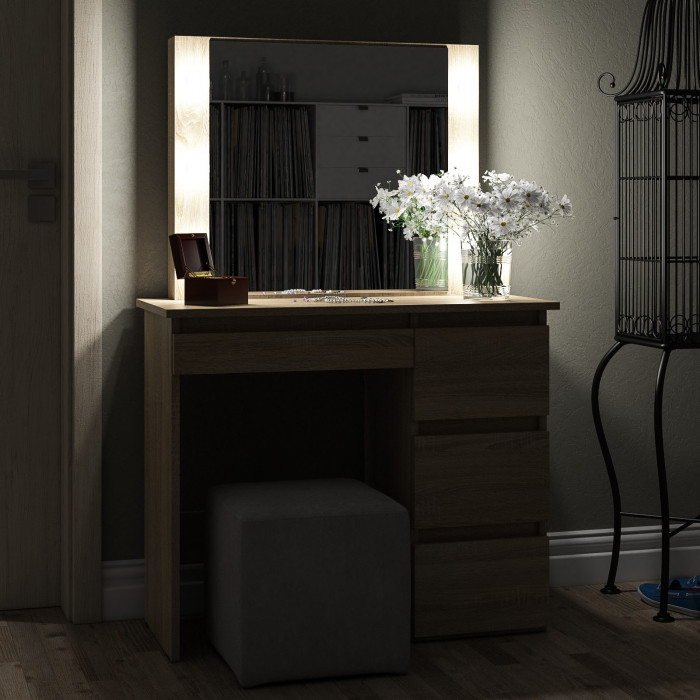 Стол косметический с подсветкой Сура, дуб сонома