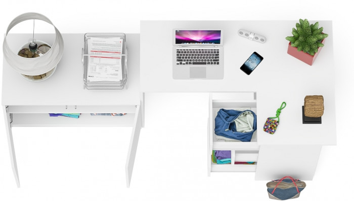 Мори компьютерный стол МС-16 правый + Тумба МА900.1, белый