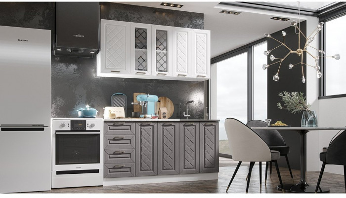 Кухня МДФ Агава 1600 (антрацит, Белый)