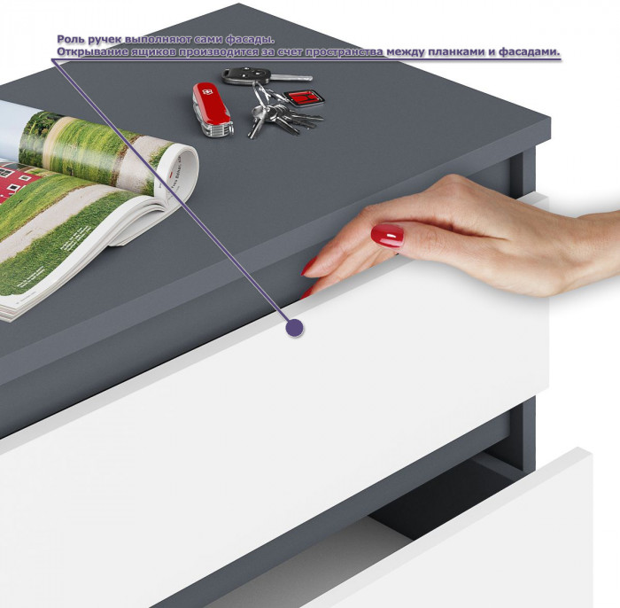 Мори Стол компьютерный МС-16 левый + Комод МК1600.1, цвет графит/белый, ШхГхВ 284,8х84,9х94 см., выдвижные ящики слева, НЕ универсальная сборка