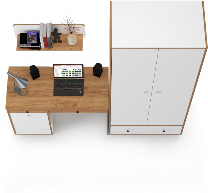 Вуди Компоновка № 18, белый премиум/дуб крафт золотой