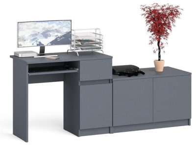 Мори компьютерный стол МС-1 правый + Тумба МА900.1, графит