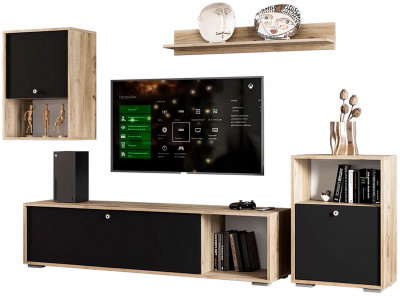 Гостиная &quot;Нанси&quot; дуб крафт серый/софт черный