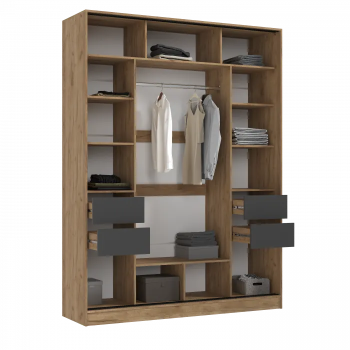 Роджинамиф Шкаф-купе 1800 дуб крафт/графит