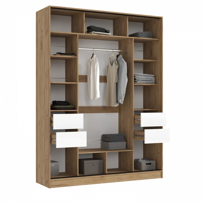 Роджинамиф Шкаф-купе 1800 дуб крафт/белый глянец