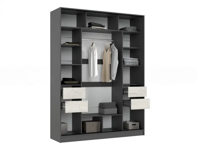 Роджинамиф Шкаф-купе 1800 графит/дуб крафт белый
