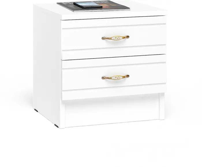 Елена Тумба прикроватная, цвет корпус белый/фасад мдф белый глянец, ШхГхВ 40х36,4х40 см. (для спален Елена, Ручеёк и Весна)
