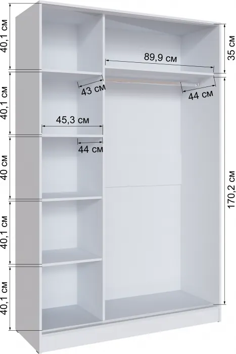 Шкаф-купе Стиль-2 1400 белый/дуб крафт золотой